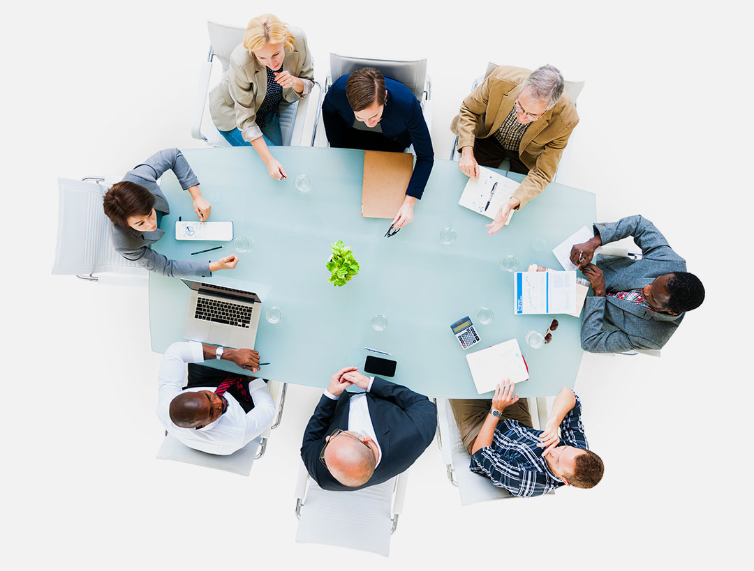 Overhead desk view