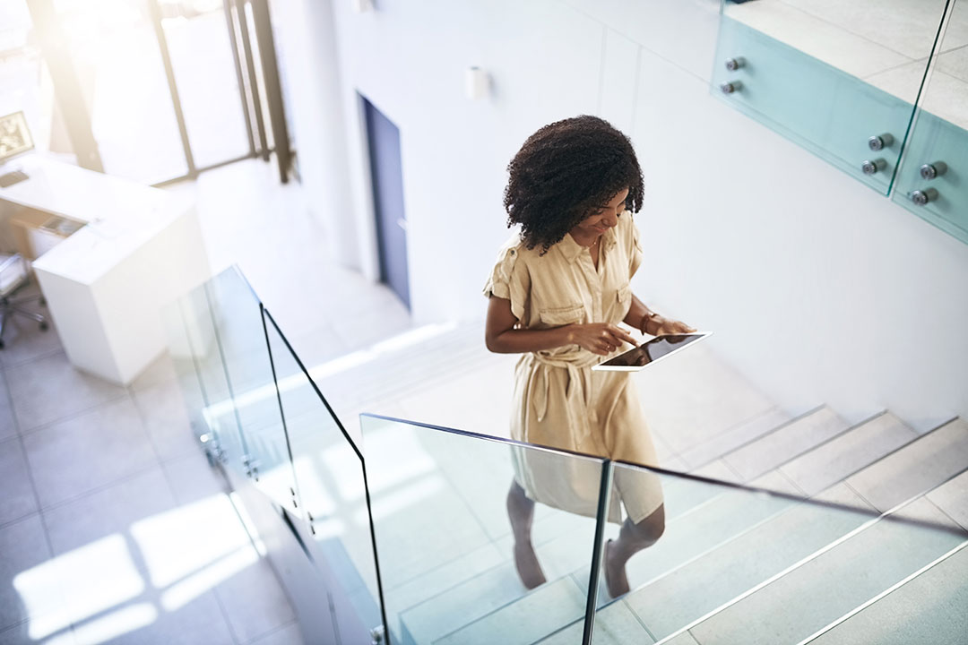 Woman on stairs