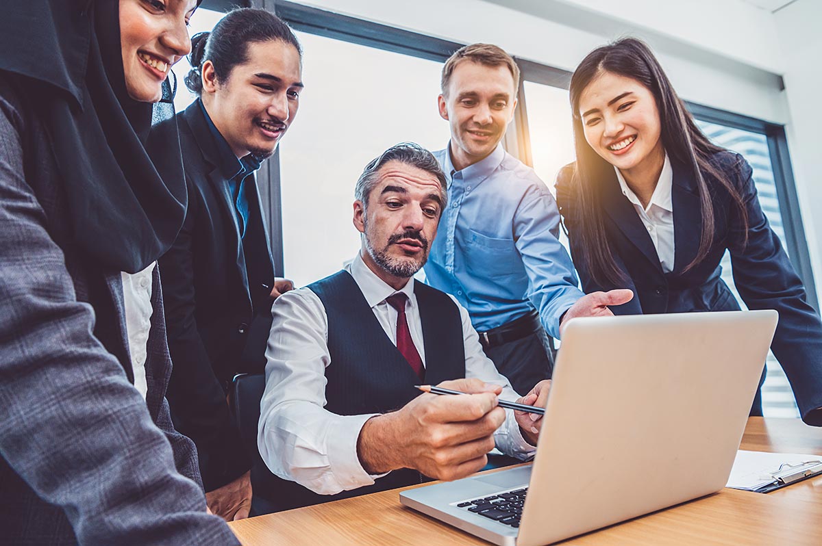 Diverse team of professionals in a meeting